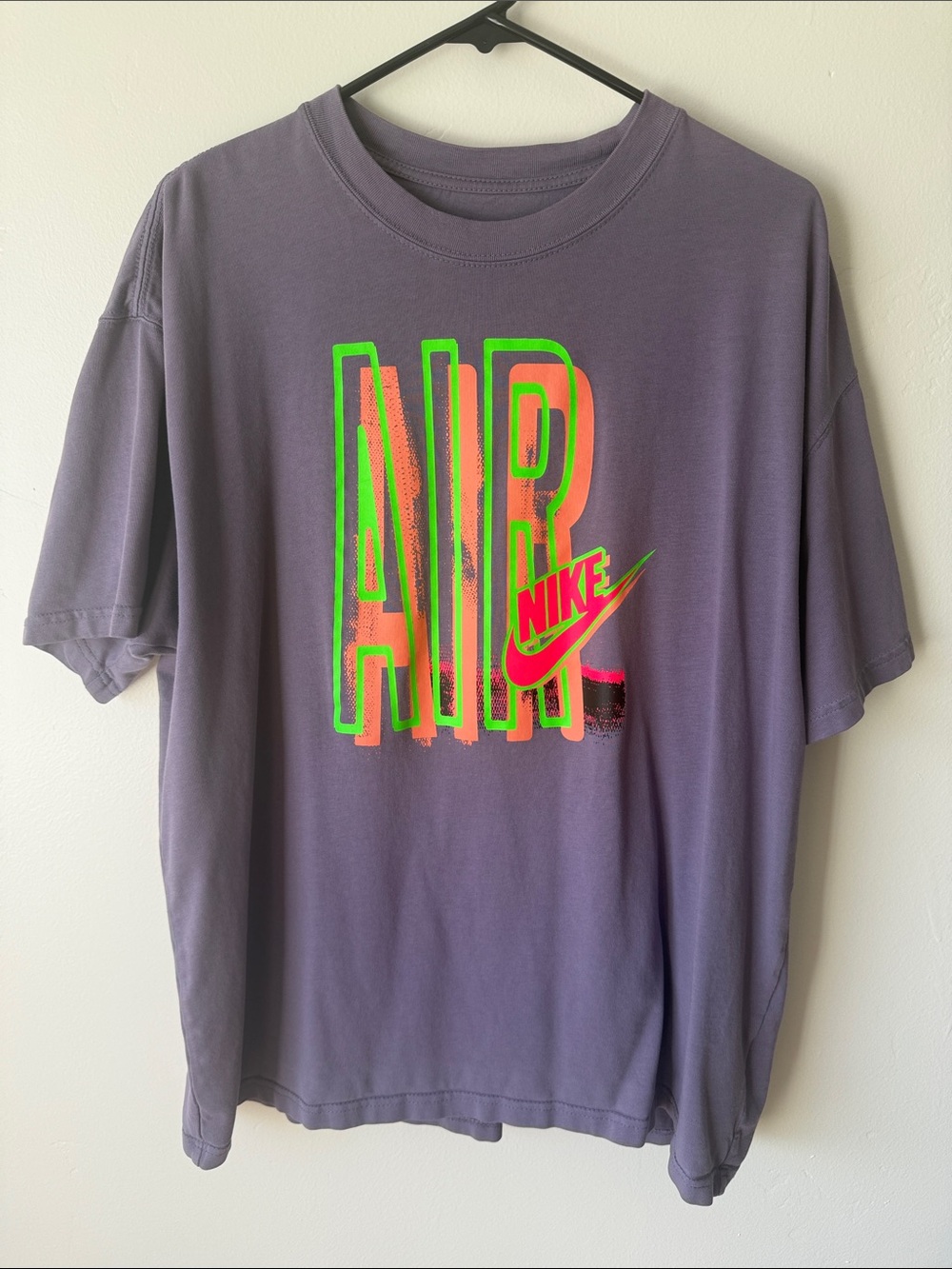 Nike Purple Tee with Neon Green, Neon Orange & Neon Pink AIR Logo